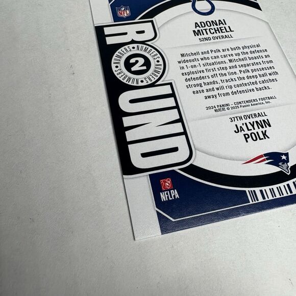 2024 Panini Contenders Round Numbers Adonai Mitchell, Ja'Lynn Polk #10 Rookie RC - Picture 5 of 6